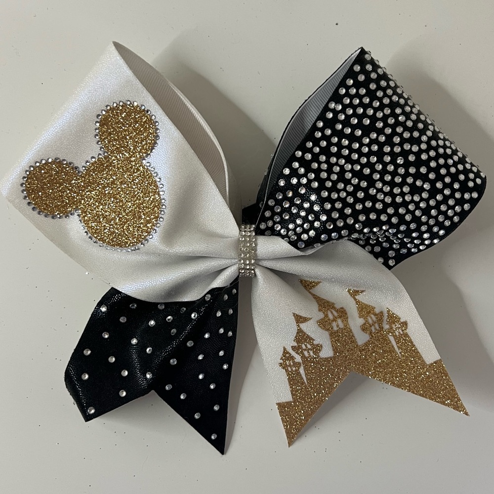 Black, White, and Gold Competition Cheer Bow